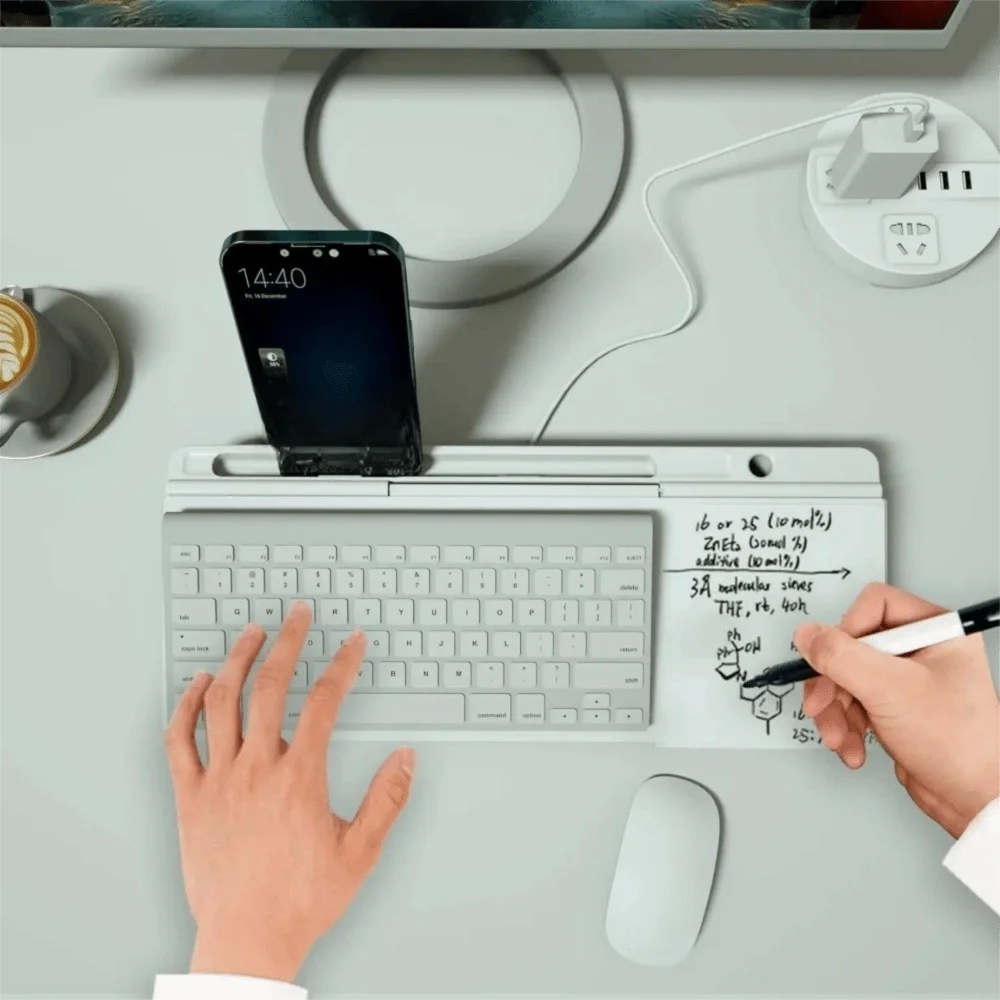 SIMPLIX desk whiteboard organiser being used for notes planning and workspace organisation
